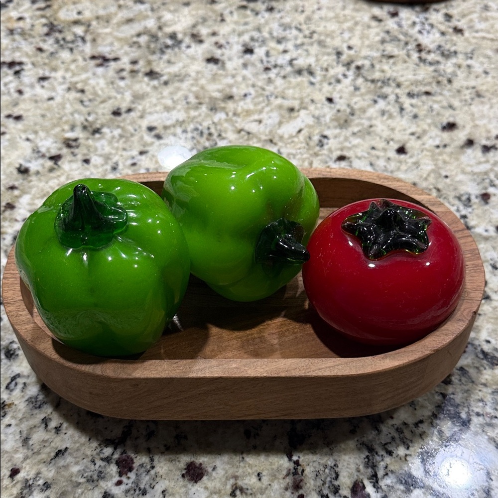 Green and Red Glass Vegetables Decor